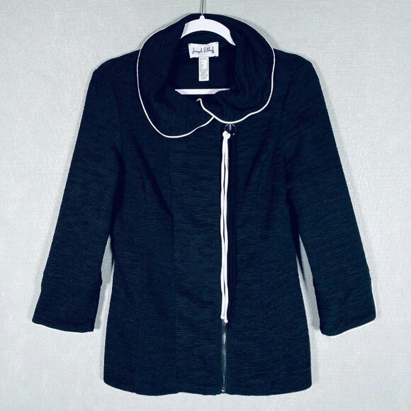 Joseph Ribkoff Jacket Womens 8 Black Stretch Full Zip Blazer Collared - Picture 1 of 13